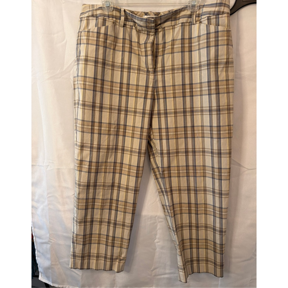 Talbots Plaid Trousers Women’s Check Straight Leg Preppy Ankle Pants Size 18
